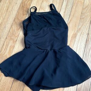 Mirella black leotard with beautiful heart and skirted details size 6x/7